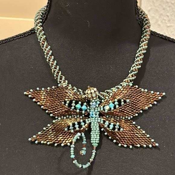 Exquisite Dragonfly RARE brand Vintage Swarovski Crystal Glass Beaded Necklace - Picture 3 of 17